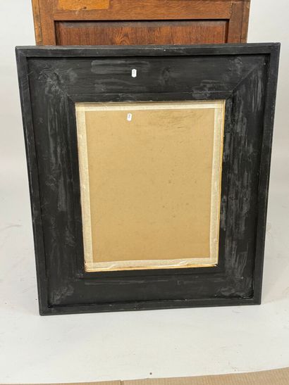 Rectangular mirror in blackened wood and...