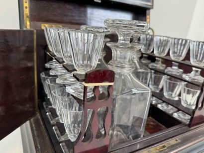 Liqueur cellar in blackened wood and brass...