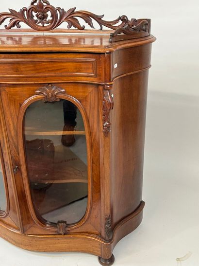 Small curved wooden display cabinet opening...