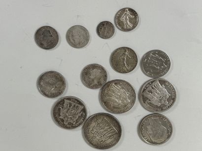 Lot of coins including : 
- one 50-franc...