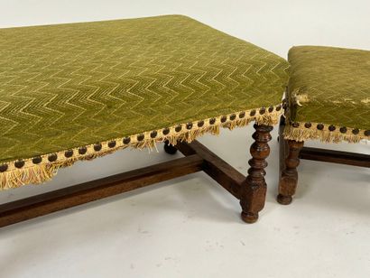 Bench seat and footrest in turned and molded...