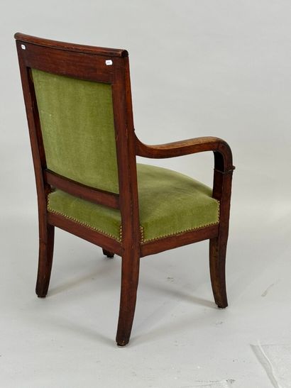 Wooden armchair, green velvet upholstery.
91...