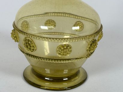 Vase in colored glass with applied stylized...