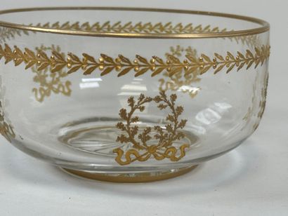 Circular crystal bowl enhanced with gold...