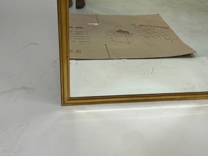 Rectangular mirror in wood and gilded stucco,...