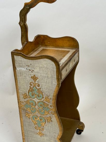 Small bedside table in gilded wood with stylized...