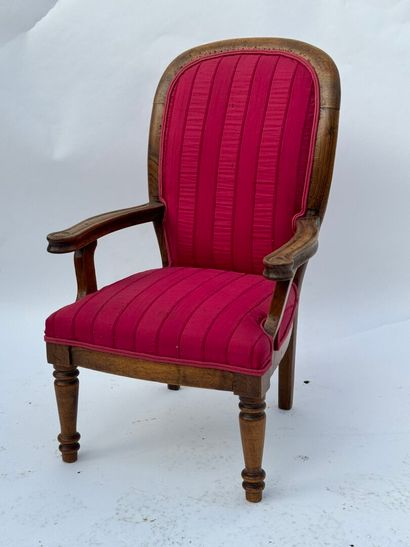 Petit fauteuil d'enfant en bois naturel mouluré,...
