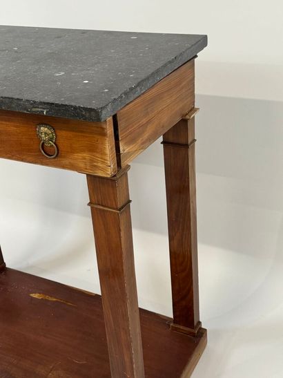 Mahogany veneered console, opening with a...