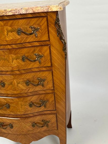 Wood and veneer chiffonier opening with five...