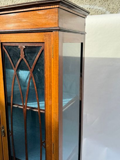 Vitrine galbée en placage de bois exotique,...