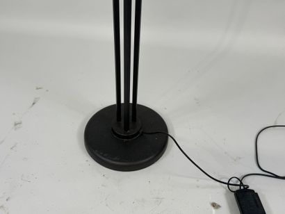 Metal floor lamp, smooth shaft, glass bowl.
H....