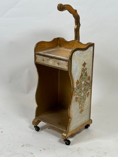 Small bedside table in gilded wood with stylized...