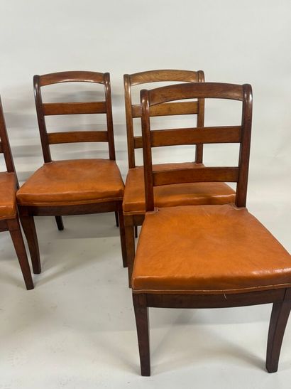 A set of five mahogany chairs, with barred...