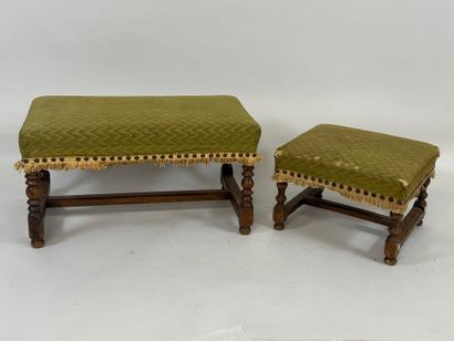 Bench seat and footrest in turned and molded...