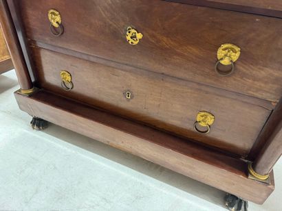 Mahogany veneered chest of drawers with detached...