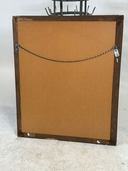 Miroir rectangulaire en bois et stuc, le...