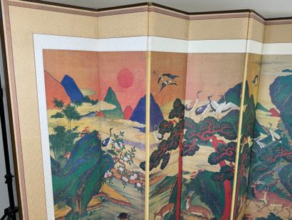 ASIA, 20th century.
Ten-leaf folding screen...