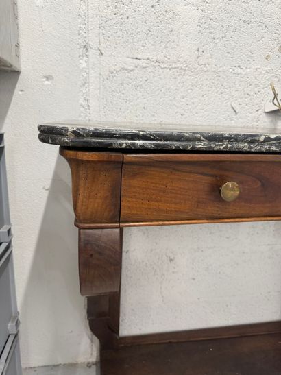 Wood and veneer console table opening with...