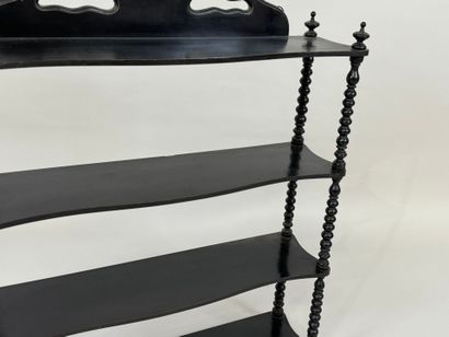 Wall-mounted shelf in blackened wood with...