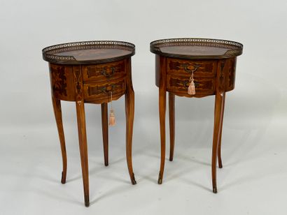 Paire de chevets en bois et placage façon...