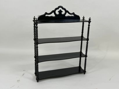 Wall-mounted shelf in blackened wood with...