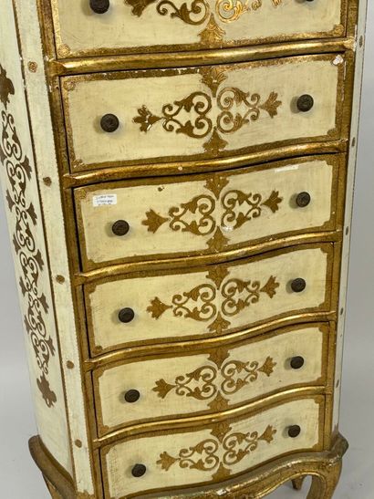 Lacquered and gilded wood chiffonier opening...