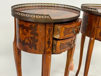 Paire de chevets en bois et placage façon...