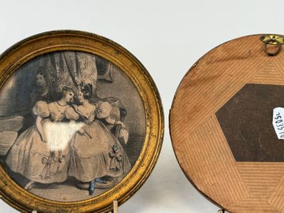 École française du XIXe.
Femmes discutant...