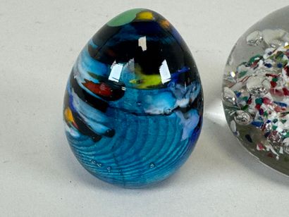 Set of two sulfur balls, one decorated with...
