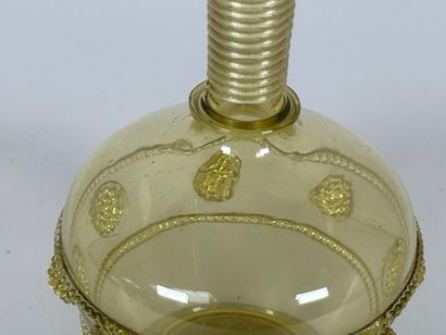 Vase in colored glass with applied stylized...