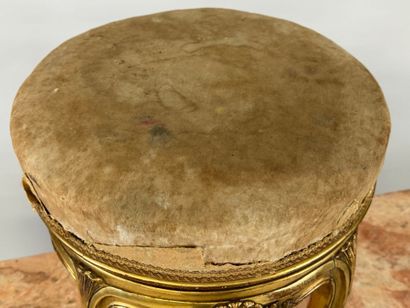 Molded, carved and gilded wood piano stool.
19th...