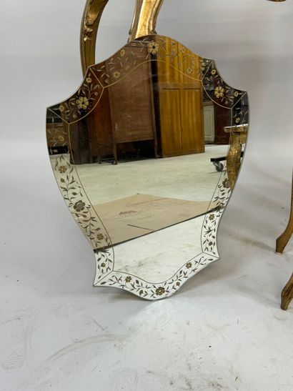 Molded, lacquered and gilded wood lot including...