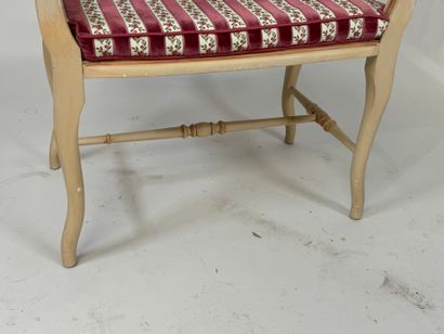 Small bench in lacquered wood, H-shaped brace,...