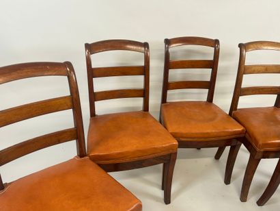 A set of five mahogany chairs, with barred...