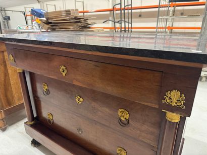 Mahogany veneered chest of drawers with detached...