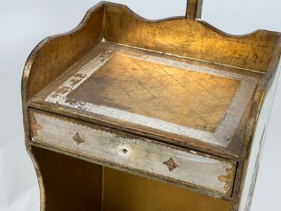 Small bedside table in gilded wood with stylized...