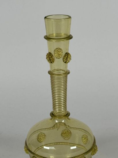 Vase in colored glass with applied stylized...