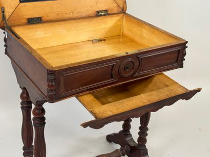 Mahogany veneered working table opening with...