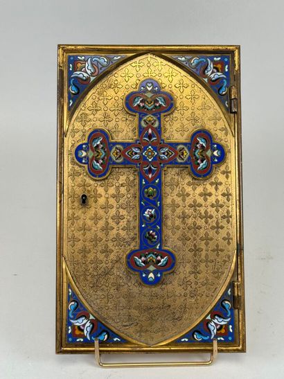 Porte de tabernacle rectangulaire en bronze...