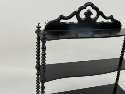 Wall-mounted shelf in blackened wood with...