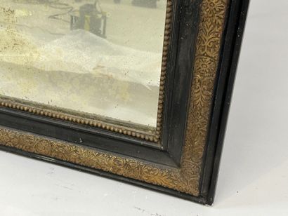Rectangular glass in wood and stucco gilded,...