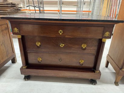 Mahogany veneered chest of drawers with detached...