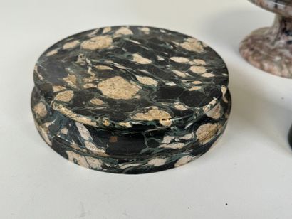 Various marble elements including pedestals,...