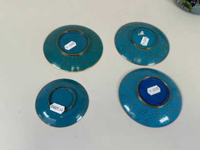 A cloisonné enameled brass lot comprising...
