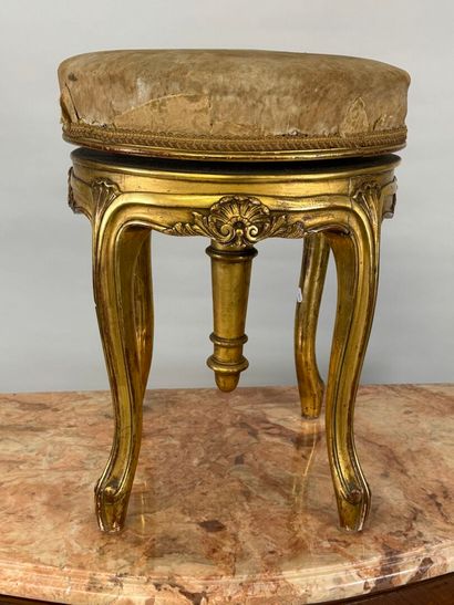 Molded, carved and gilded wood piano stool.
19th...