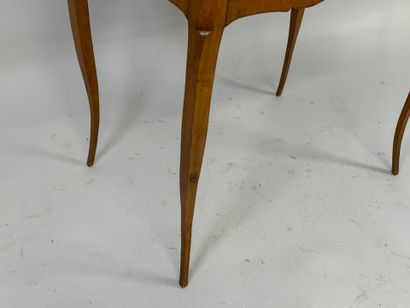Cherry wood writing table opening with one...