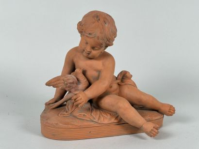 ROCH (20th).
Child and bird.
Terracotta subject...