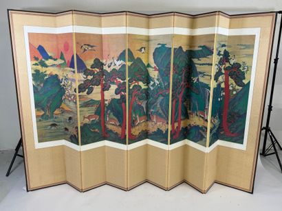 ASIA, 20th century.
Ten-leaf folding screen...