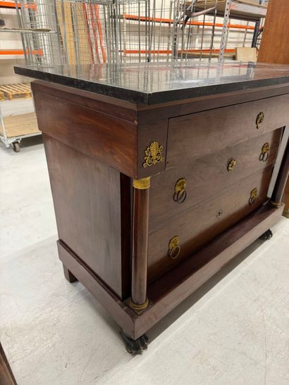 Mahogany veneered chest of drawers with detached...