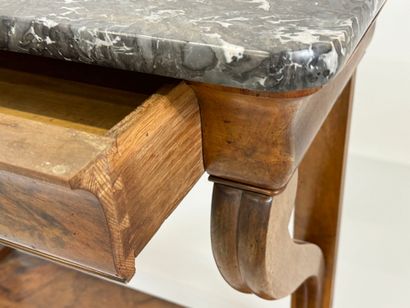 Wood and veneer console table opening with...